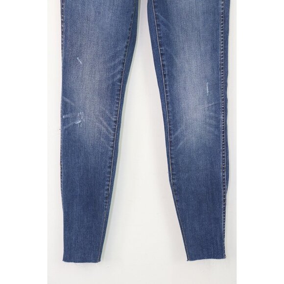 Madewell 10" High-Rise Skinny Jeans Raw Cut Hem Stretch Denim Mid Wash Blue 23 - Picture 8 of 10
